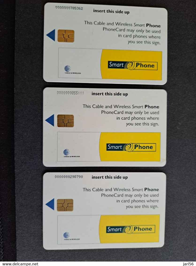 BARBADOS  SERIE 3X  CHIPCARDS $10,-+$20,-+ $40- SMART PHONE  CHIPCARD  Fine Used Card  ** 10303 ** - Barbados (Barbuda)