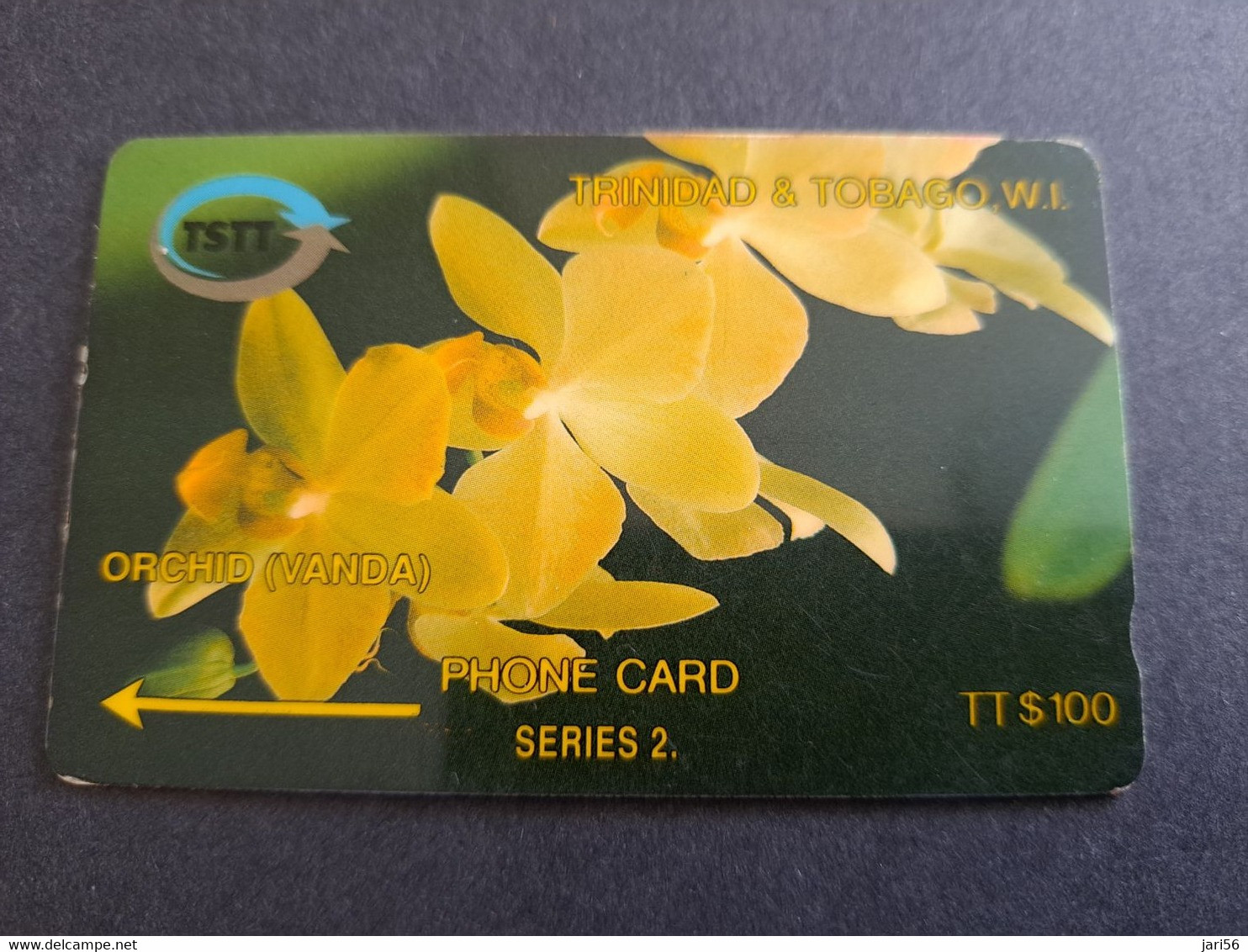TRINIDAD & TOBAGO  GPT CARD    $100,-  5CCTD  ORCHID VANDA        Fine Used Card        ** 10306** - Trinidad & Tobago