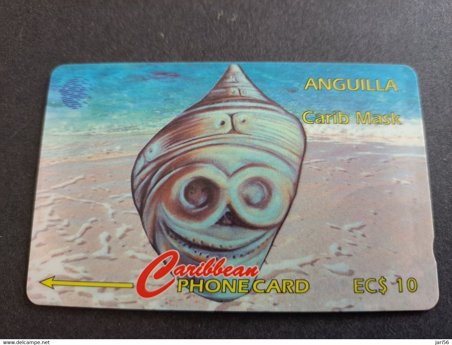 ANGUILLA  GPT    $10,-  200CAGA  CARIB MASK/ SHELL     USED CARD  ** 10310** - Anguilla