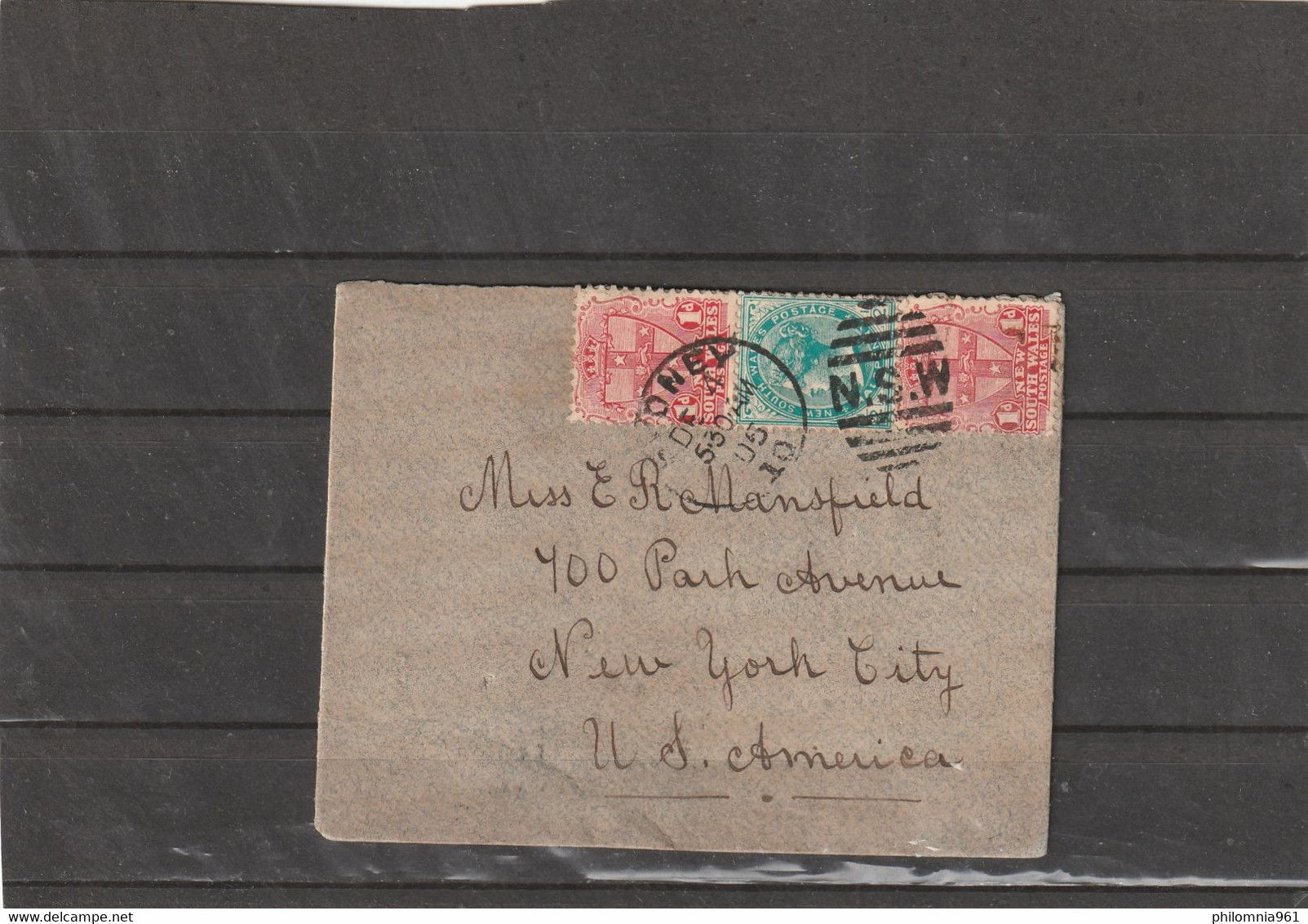 New South Wales Sydney COVER To NY USA 1905 - Brieven En Documenten