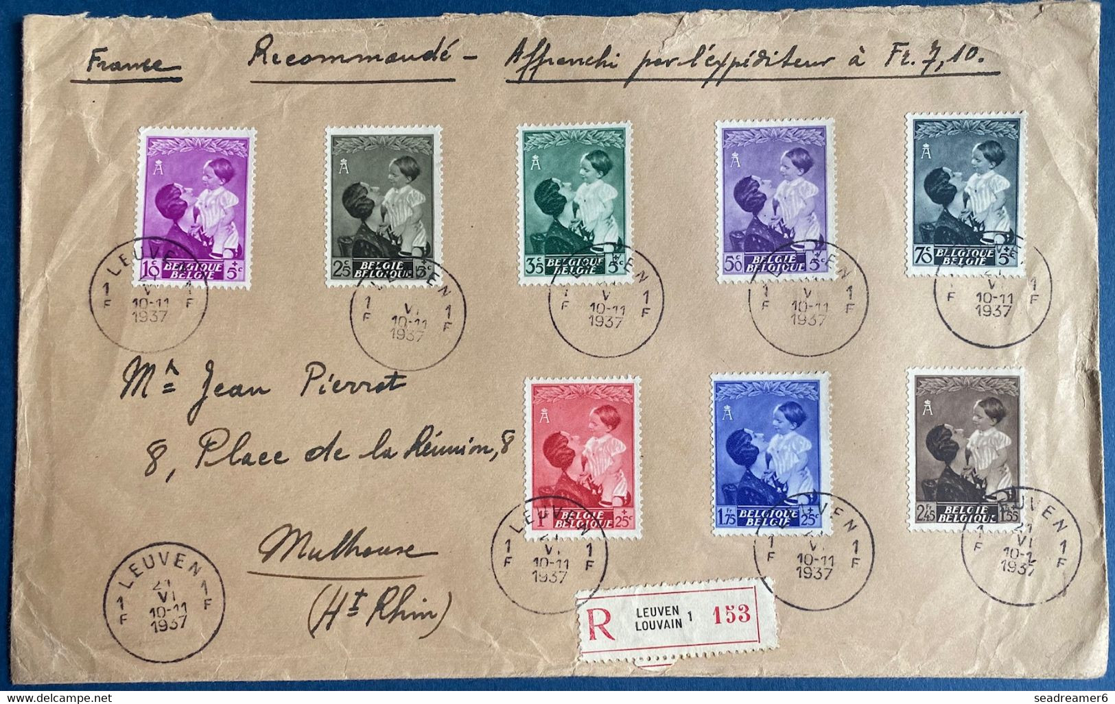 Belgique 6 Lettres Recommandées Avec Series Completes Des Années 1936 à 1938 TTB - 1883 Leopoldo II