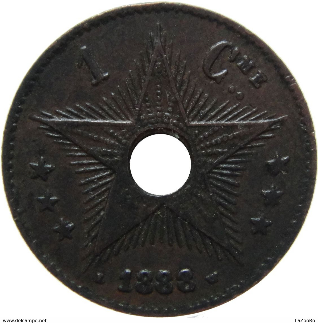 LaZooRo: Belgian Congo 1 Centime 1888 XF / UNC Rare - 1885-1909: Leopold II.