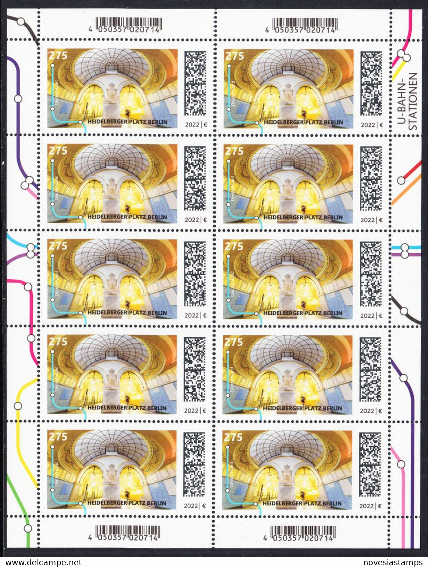 !a! GERMANY 2022 Mi. 3674 MNH SHEET(10) - Subway Stations: Heidelberger Platz, Berlin - 2021-…