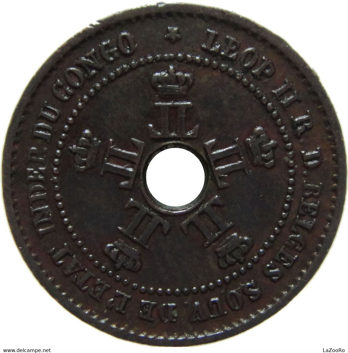 LaZooRo: Belgian Congo 1 Centime 1888 UNC Rare - 1885-1909: Leopoldo II