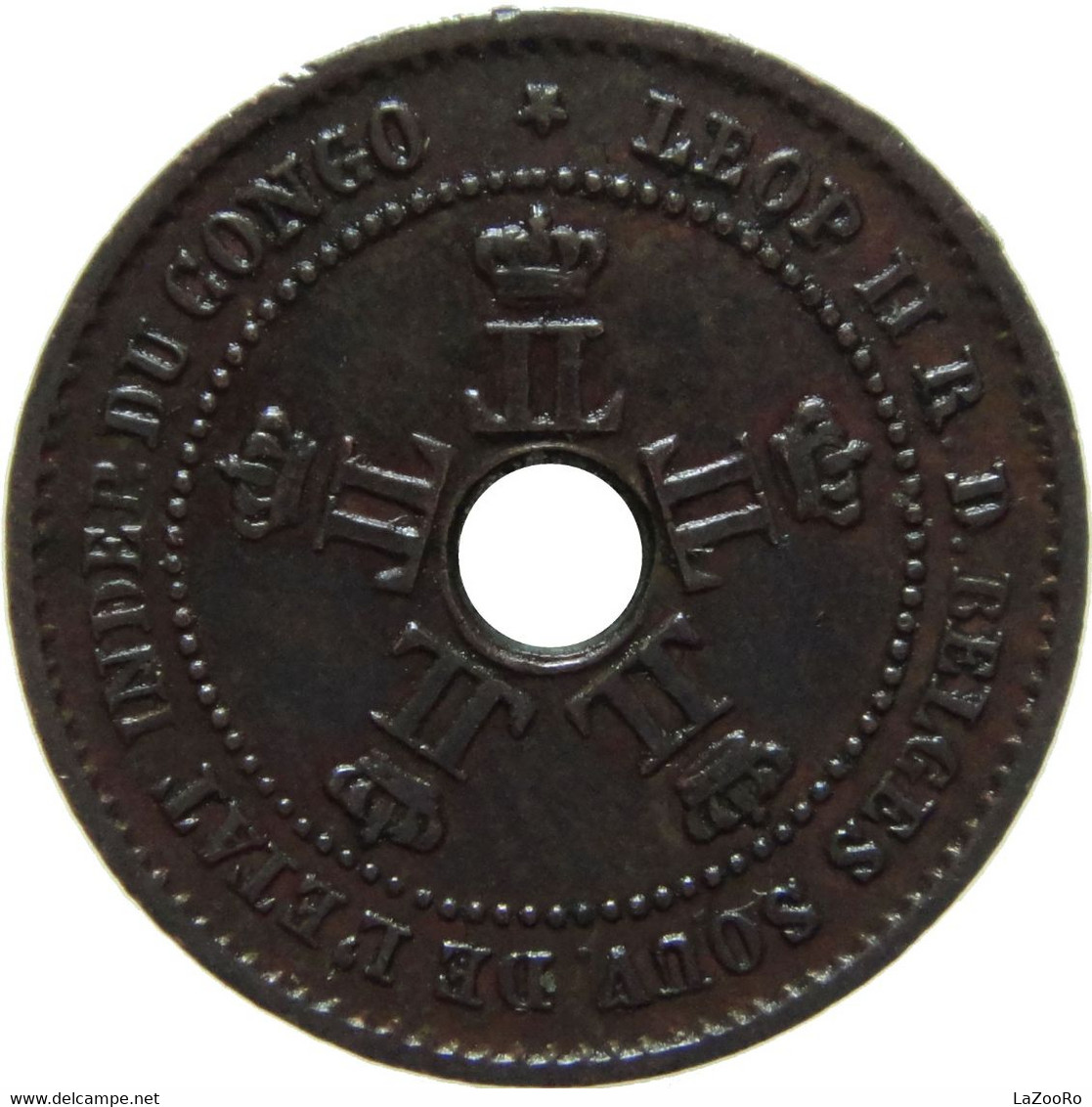 LaZooRo: Belgian Congo 1 Centime 1888 UNC Rare - 1885-1909: Leopold II.