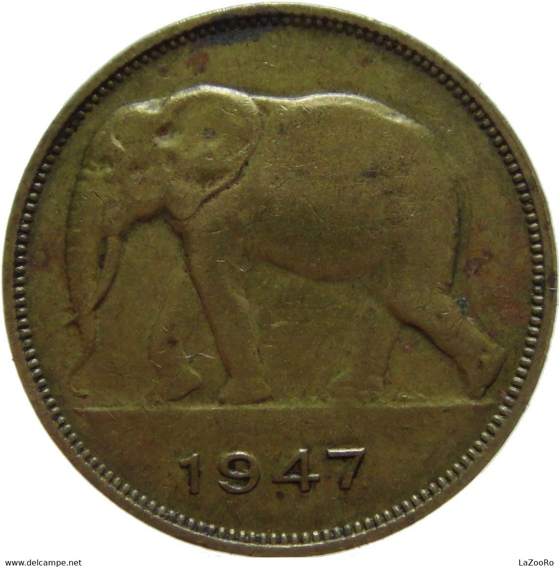 LaZooRo: Belgian Congo 5 Francs 1947 XF - 1945-1951: Régence