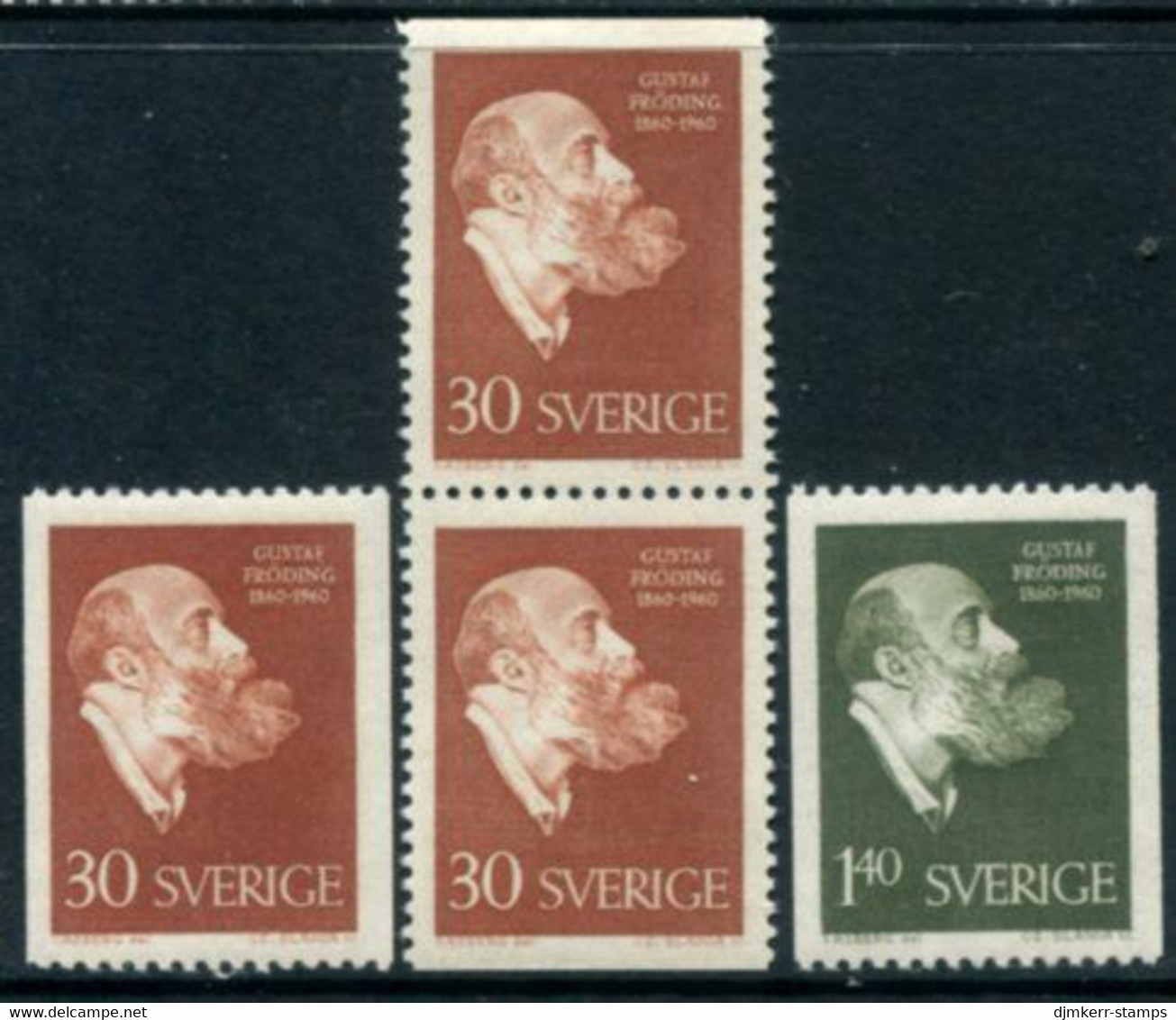 SWEDEN 1960 Fröding Birth Centenary MNH / **.  Michel 461-62 - Unused Stamps