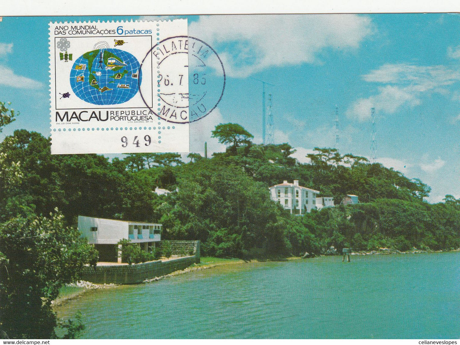 Macau, Macao, Maximum Cards, (156) Ano Mundial Das Comunicações  1985 - Maximumkarten