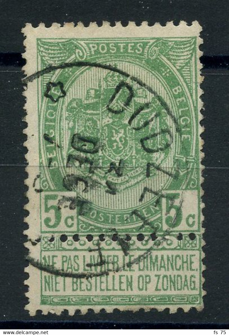 BELGIQUE - COB 56 - 5C VERT RELAIS A ETOILES DUDZEELE - 1893-1907 Wapenschild