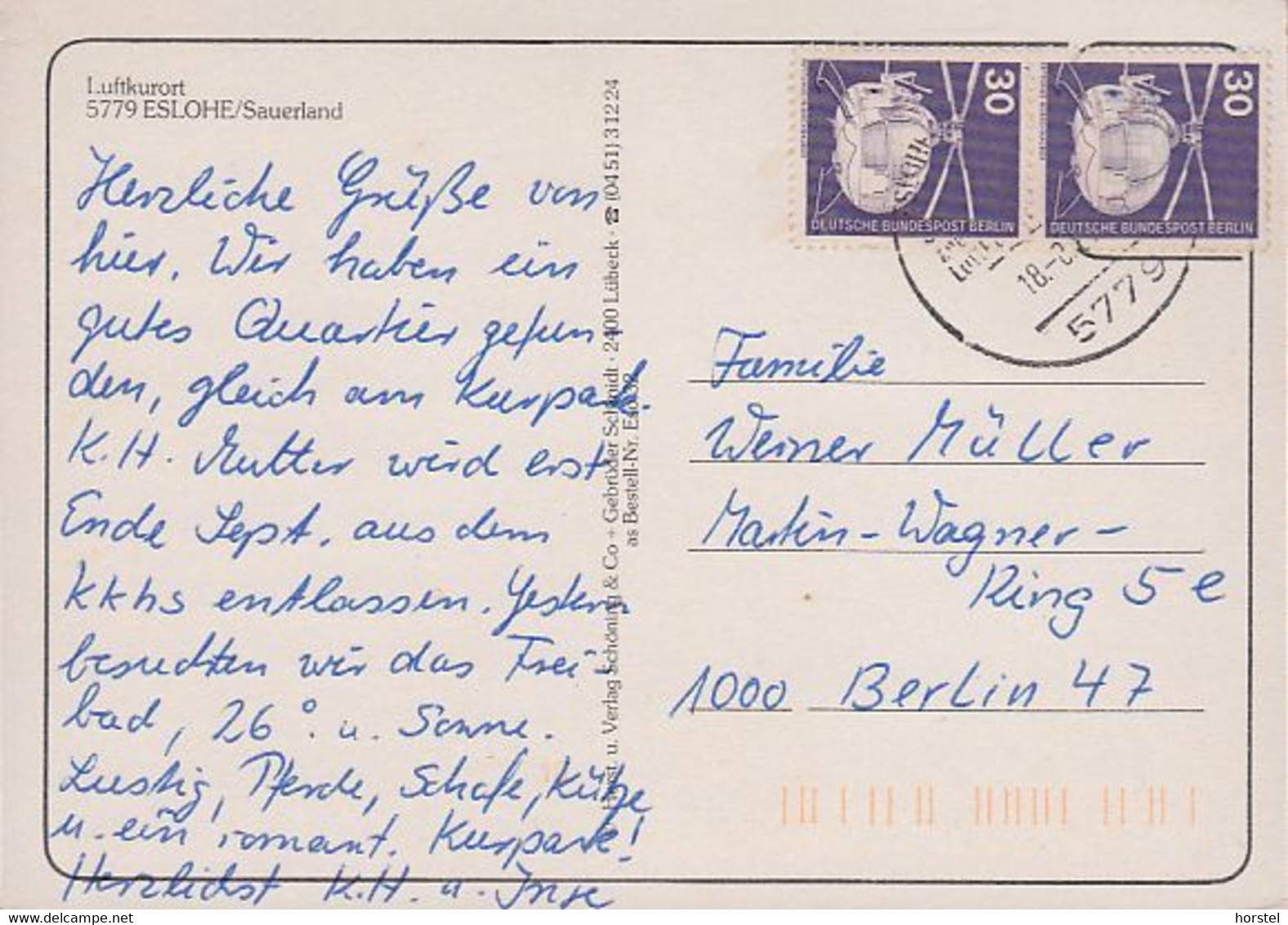 D-59889 Eslohe - Sauerland - Alte Ansichten - Rathaus - Schützenhalle - Schwimmbad - 2x Nice Stamps - Meschede