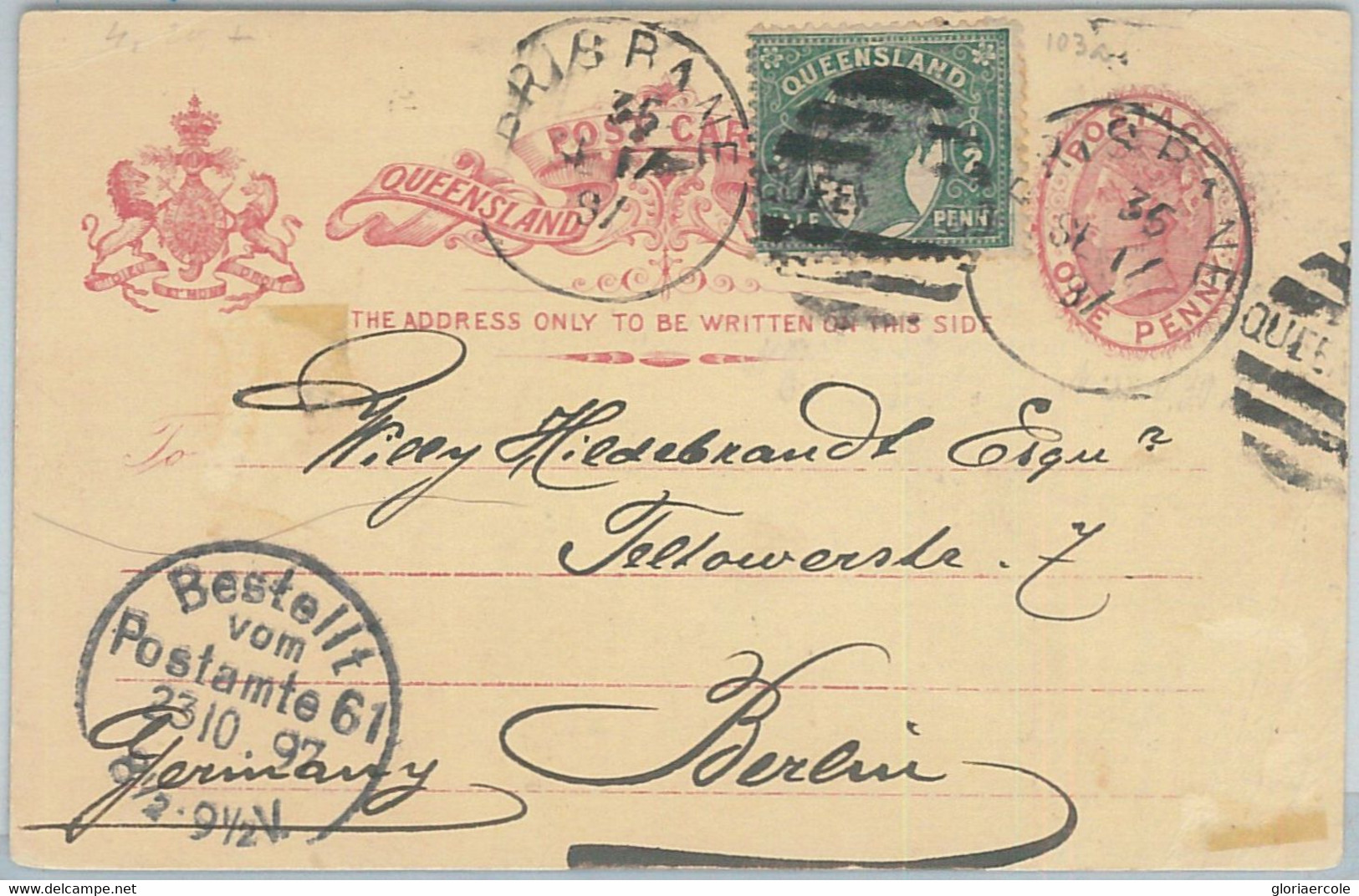 77279  - AUSTRALIA Queensland - POSTAL HISTORY - STATIONERY  CARD To BERLIN 1897 - Sonstige & Ohne Zuordnung