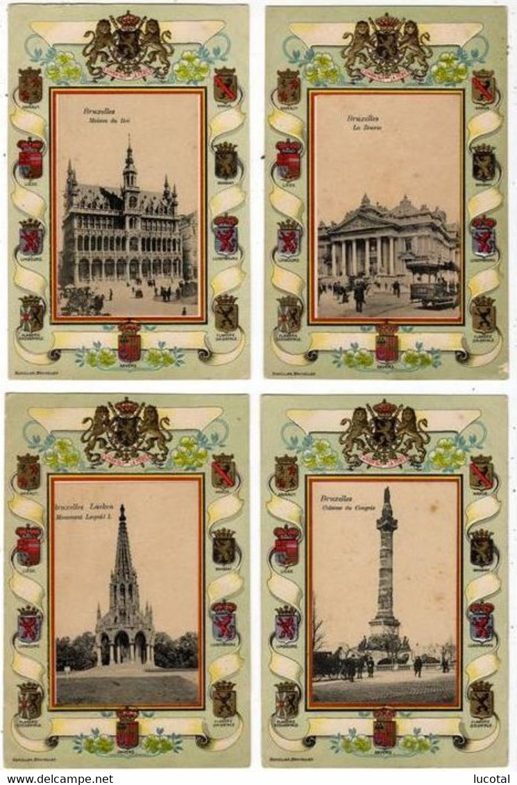 Bruxelles - Lot De 4 Cartes Postales - Ecussons Des 9 Provinces - 4 Vues De Bruxelles - Editeur Schüller, Bxl - Lotti, Serie, Collezioni