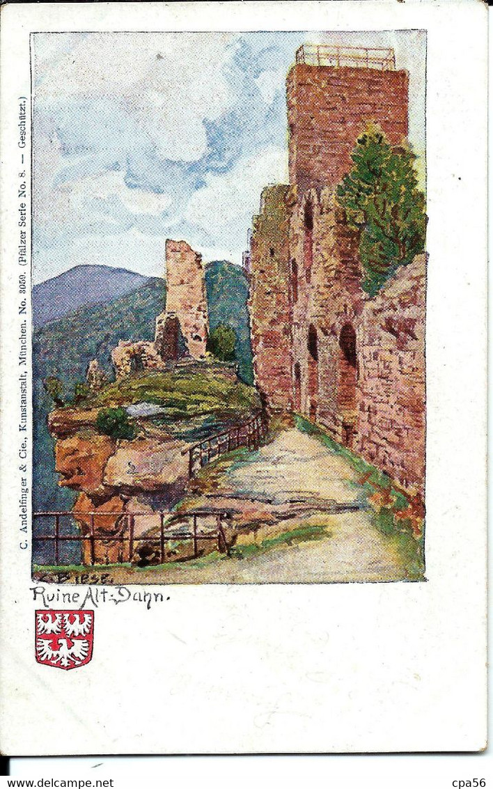 RUINE Alt DAHN - Carte Précurseur Colorisée (vers 1903) - Dahn