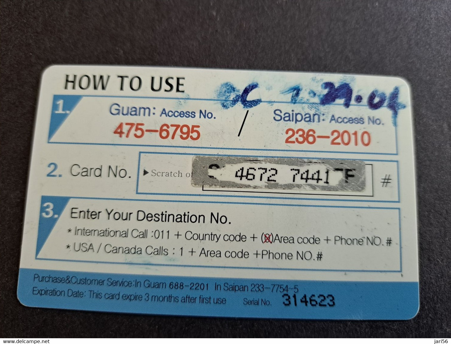 GUAM/ SAIPAN  PHONECARD    MABUHAY CARD / VISION 21  - $10,-  Fine Used  ** 10353 ** - Guam