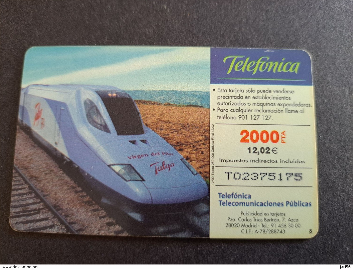 SPAIN/ ESPANA   2000pta TRAIN   TALGO 350 /  Nice  Fine Used  CHIP CARD  **10358** - Privatausgaben