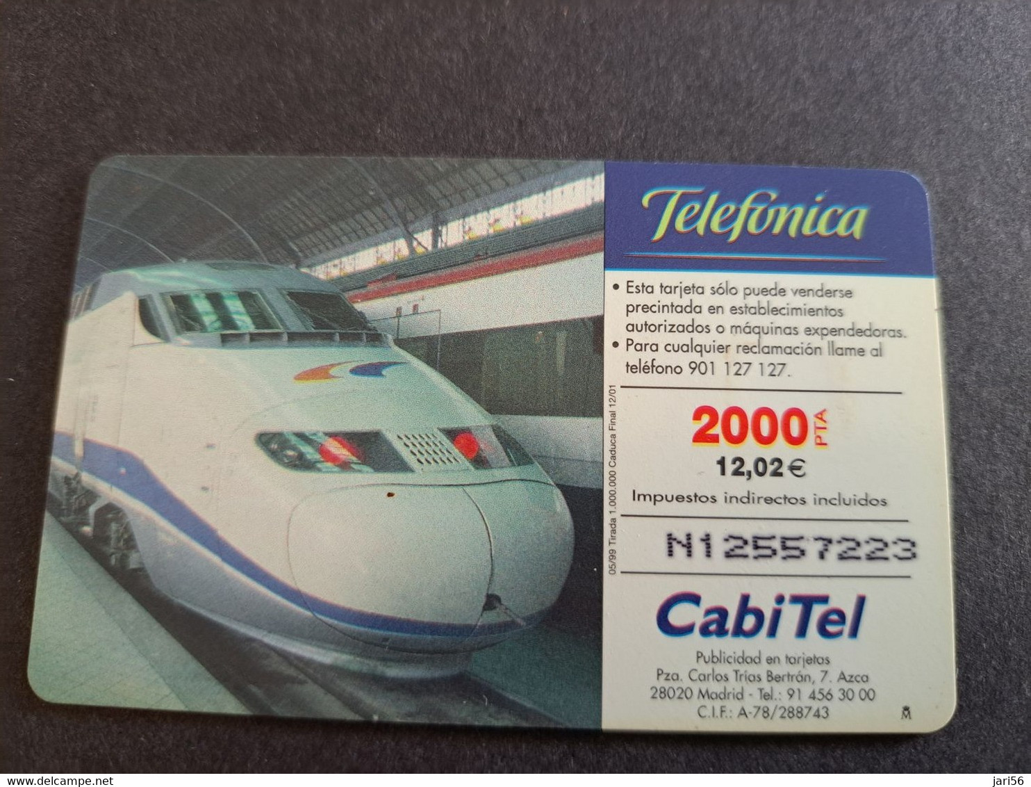SPAIN/ ESPANA   2000pta TRAIN     /  Nice  Fine Used  CHIP CARD  **10360** - Private Issues