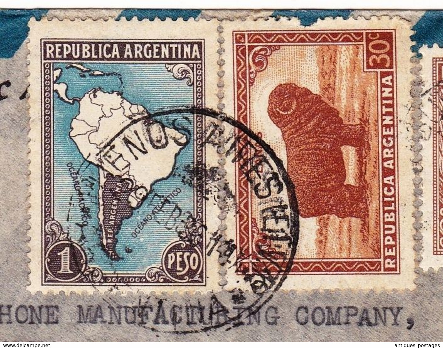 Certificada 1936  Buenos Aires Argentine Argentina Anvers Belgique Compañia Standard Electric Argentina Via Aérea - Lettres & Documents