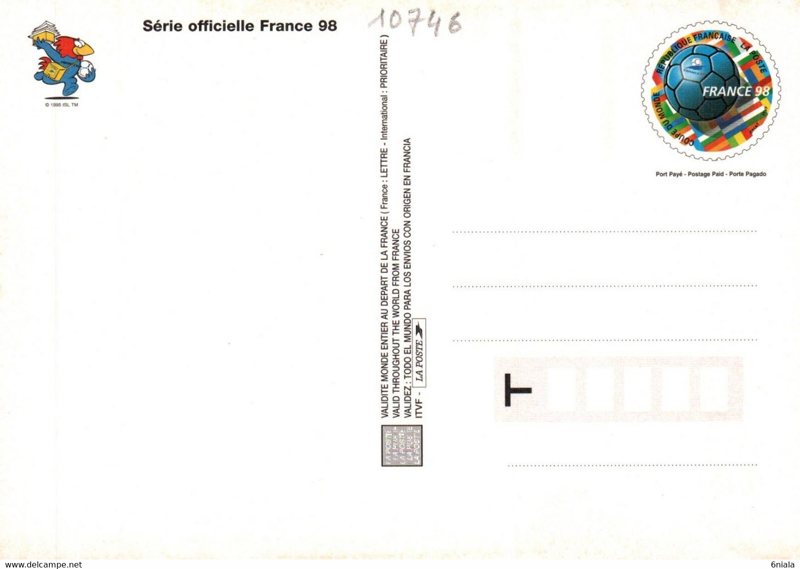 Carte Mystère  Footix    FOOTIX Série Officielle France 98 Mascotte Coupe Du Monde   (recto-verso) Football - Football