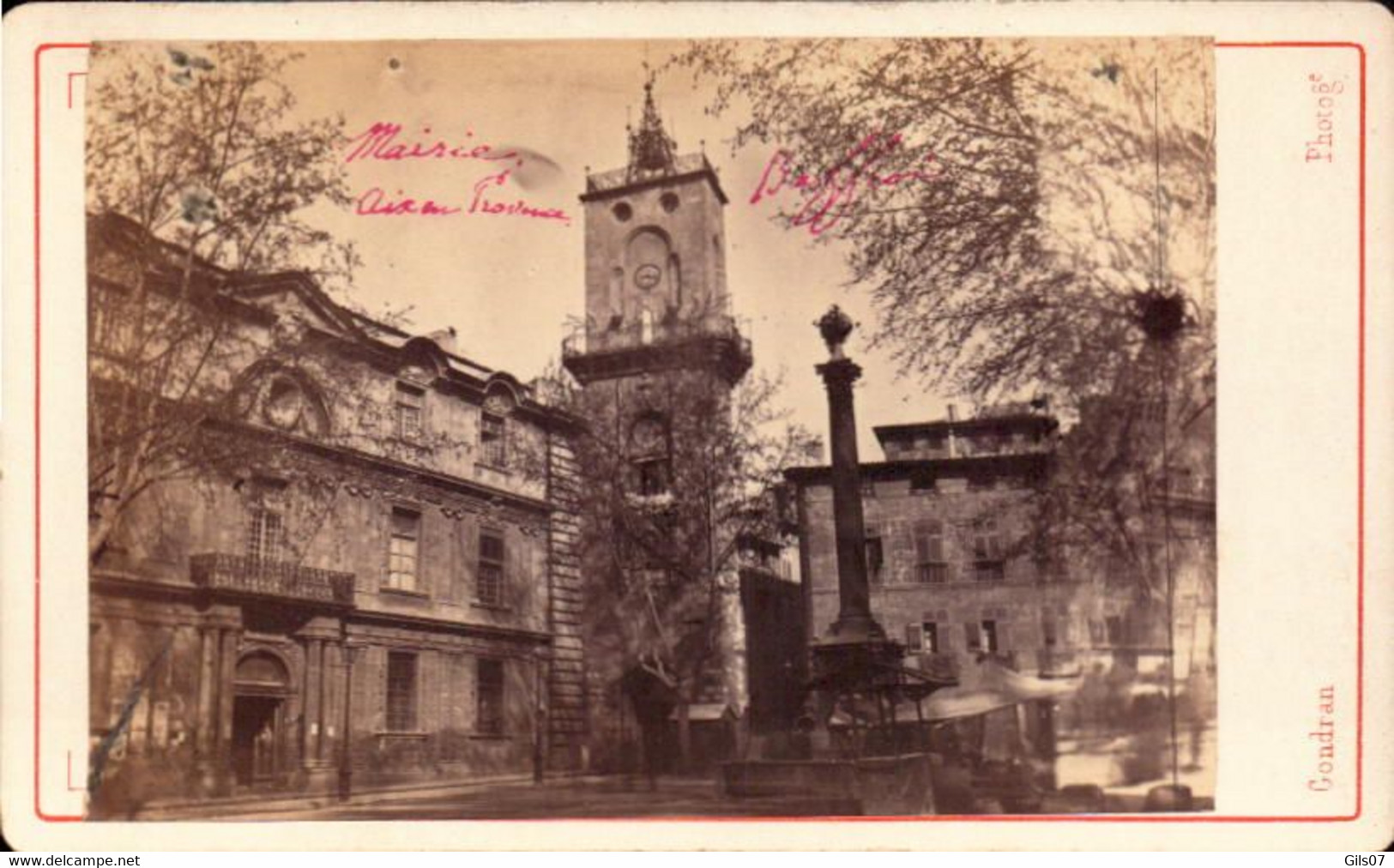 CDV, Bouches Du Rhone, Aix En Provence, Mairie Et Beffroi, Photo Gondran Aix  (bon Etat) - Oud (voor 1900)