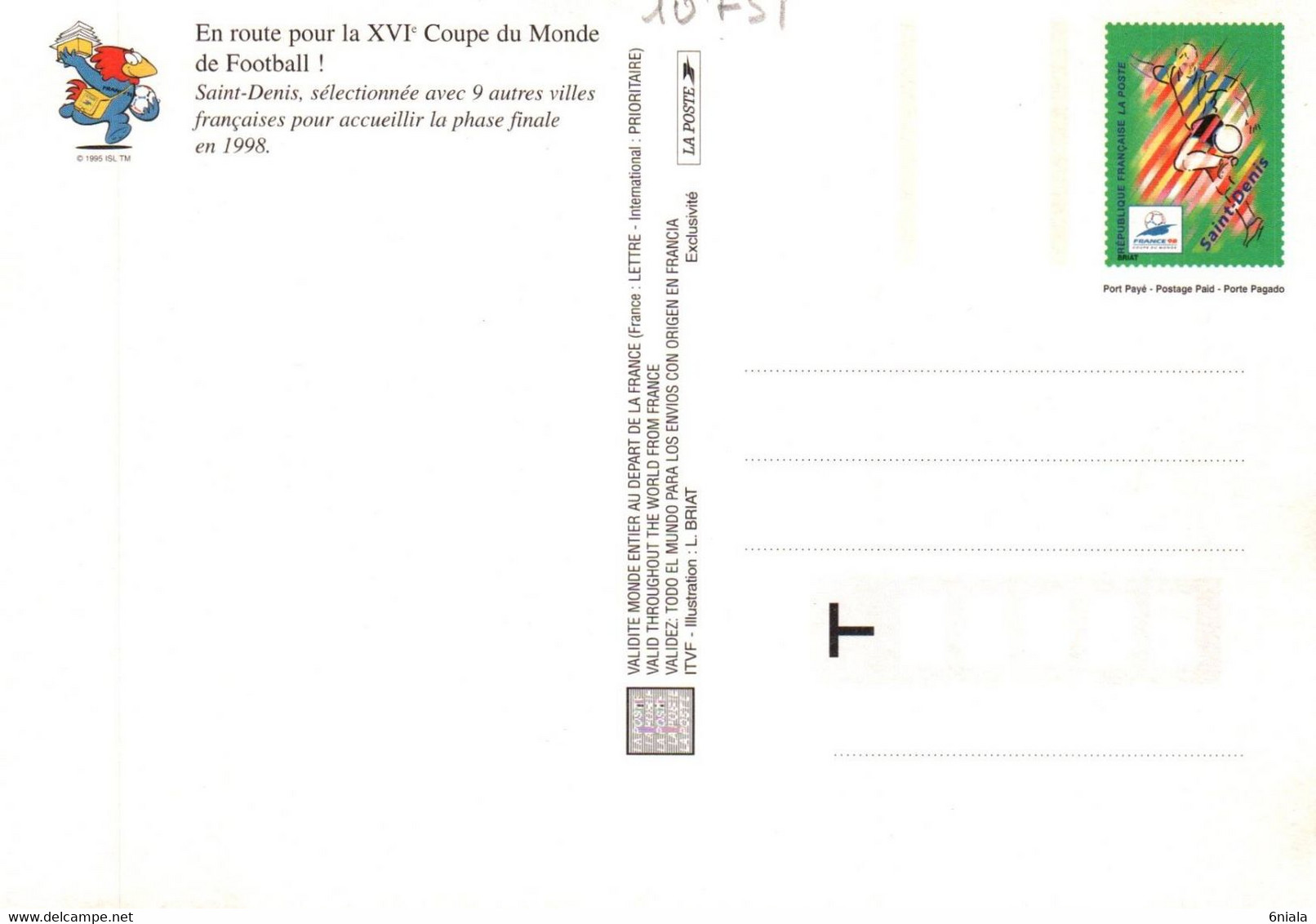 Carte SAINT DENIS   FOOT BALL  Série Officielle France 98  Coupe Du Monde   (recto-verso) Football France 98 - Football