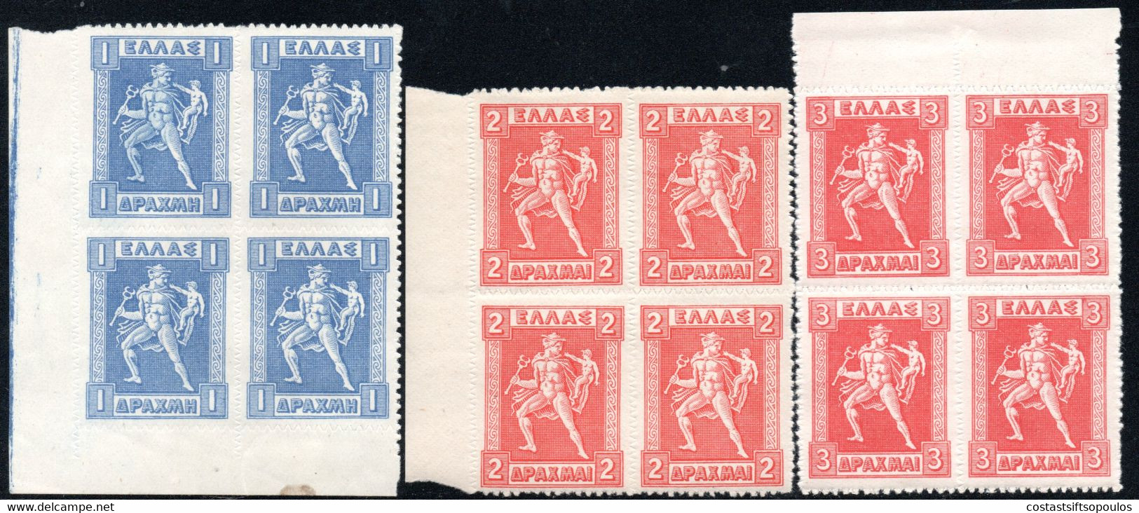 932.GREECE.1912-1923 LITHO Y.T.194A-198L,SC.214-231 MNH BLOCKS OF 4,2-3 VERY LIGHT WRINKLES NOT AFFECTING PAPER.5 SCANS - Blocs-feuillets