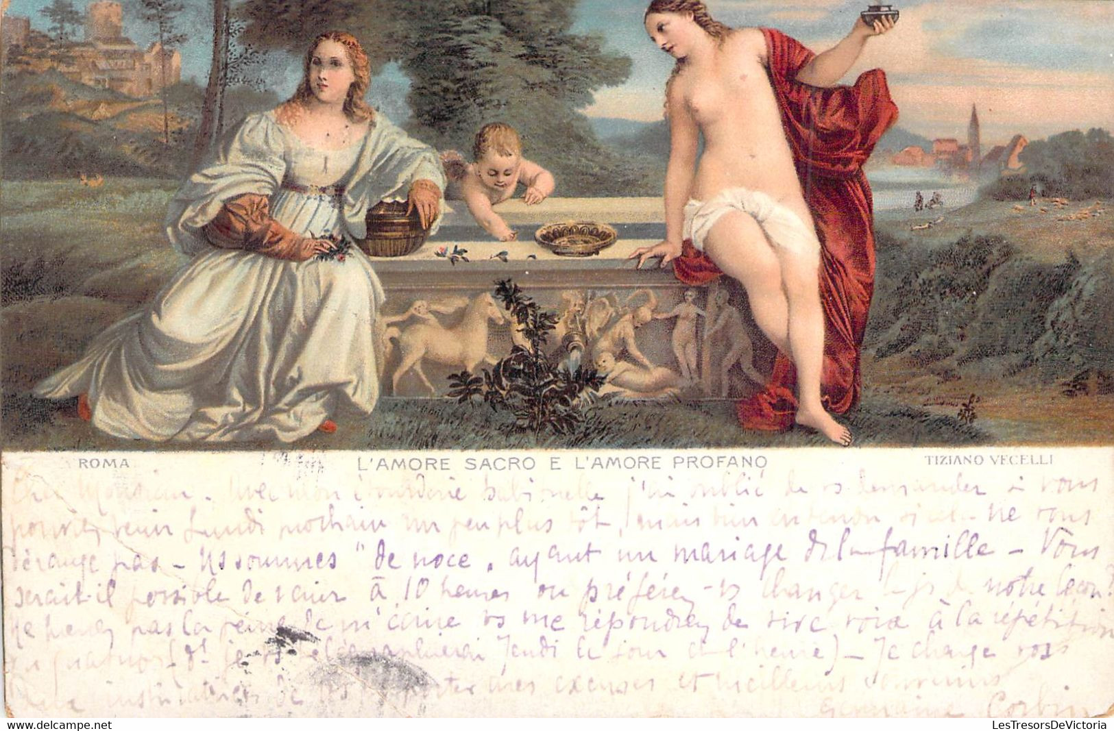 CPA  L'amore Sacro E L'amore Profano - Seins Nus - Carte Précurseur - Dos Simple - Paintings