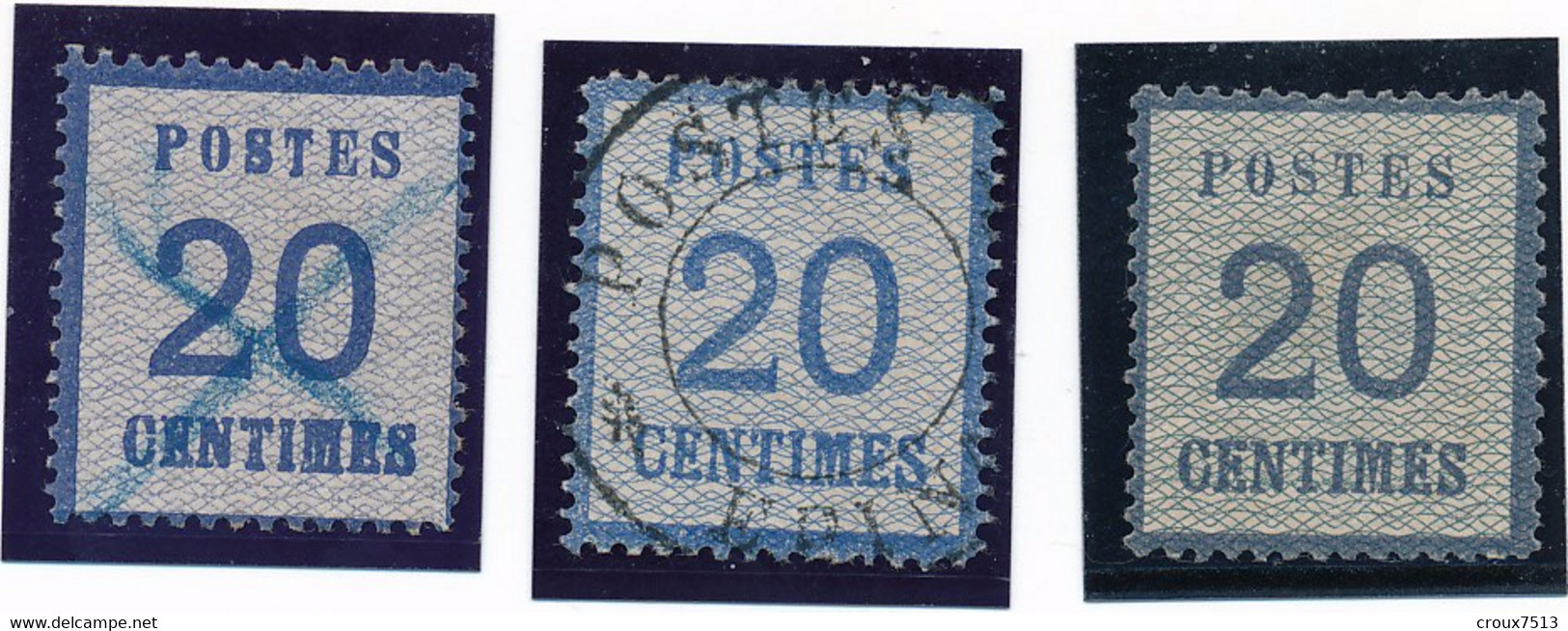 20 C Bleu N° 6 Obl Epinal FAUX TB + Réimpression + Original. - Gebraucht