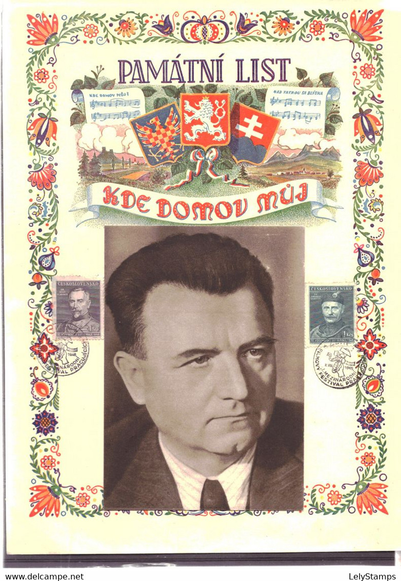 Tsjechoslowakije / Czechoslovakia FDC Card With Postcard Klement Gottwald (1948) - Variedades Y Curiosidades