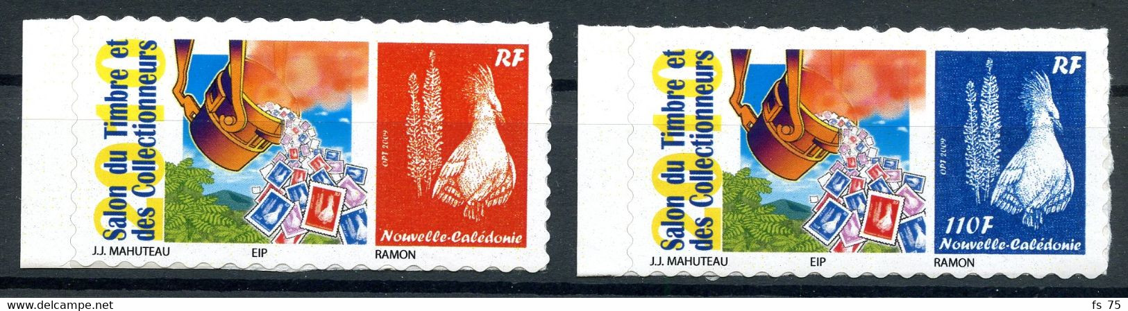 NOUVELLE CALEDONIE N°1100 A/B - TIMBRES PERSONNALISES ADHESIFS - CAGOU - SALON DES COLLECTIONNEURS DE NOUMEA - Unused Stamps