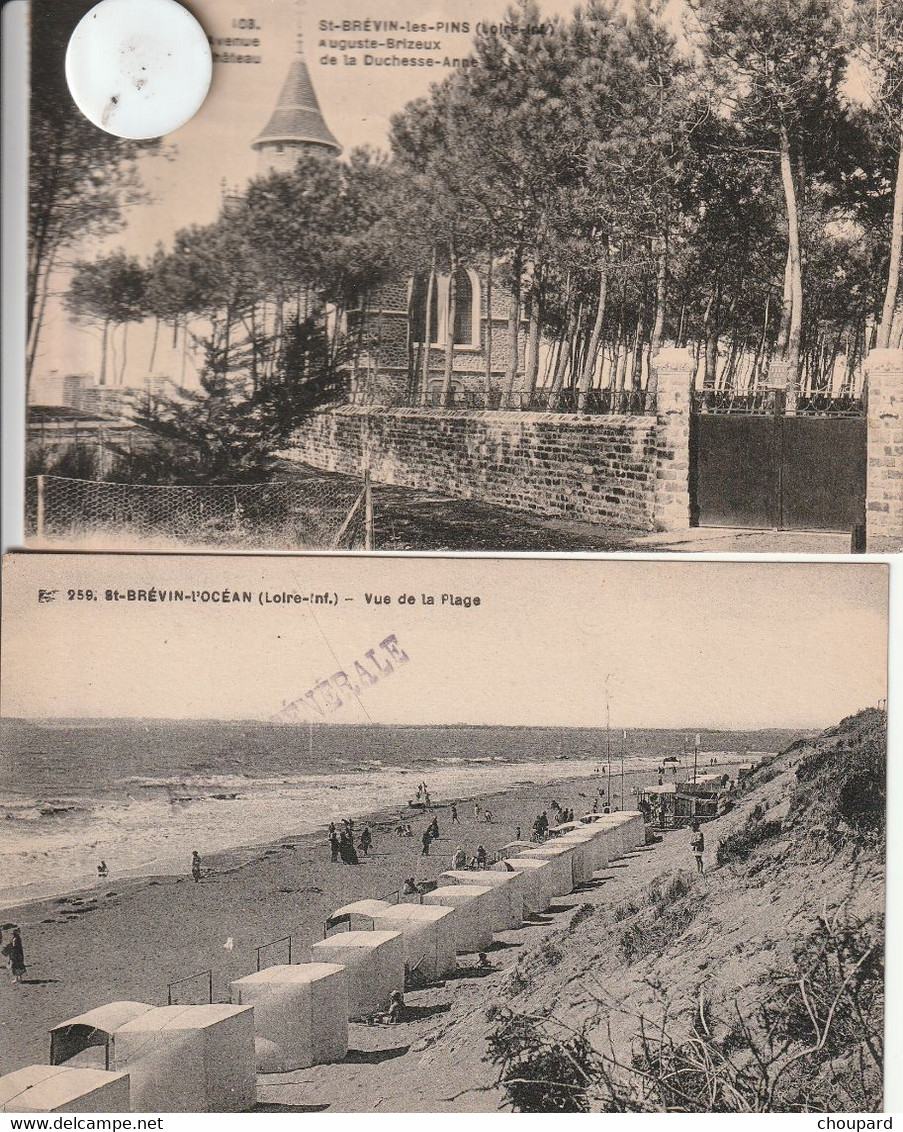 44 - 2  Cartes Postales Anciennes De SAINT BREVIN LES PINS   La Plage Et Avenue Du Chateau     Auguste Brizeux - Saint-Brevin-les-Pins