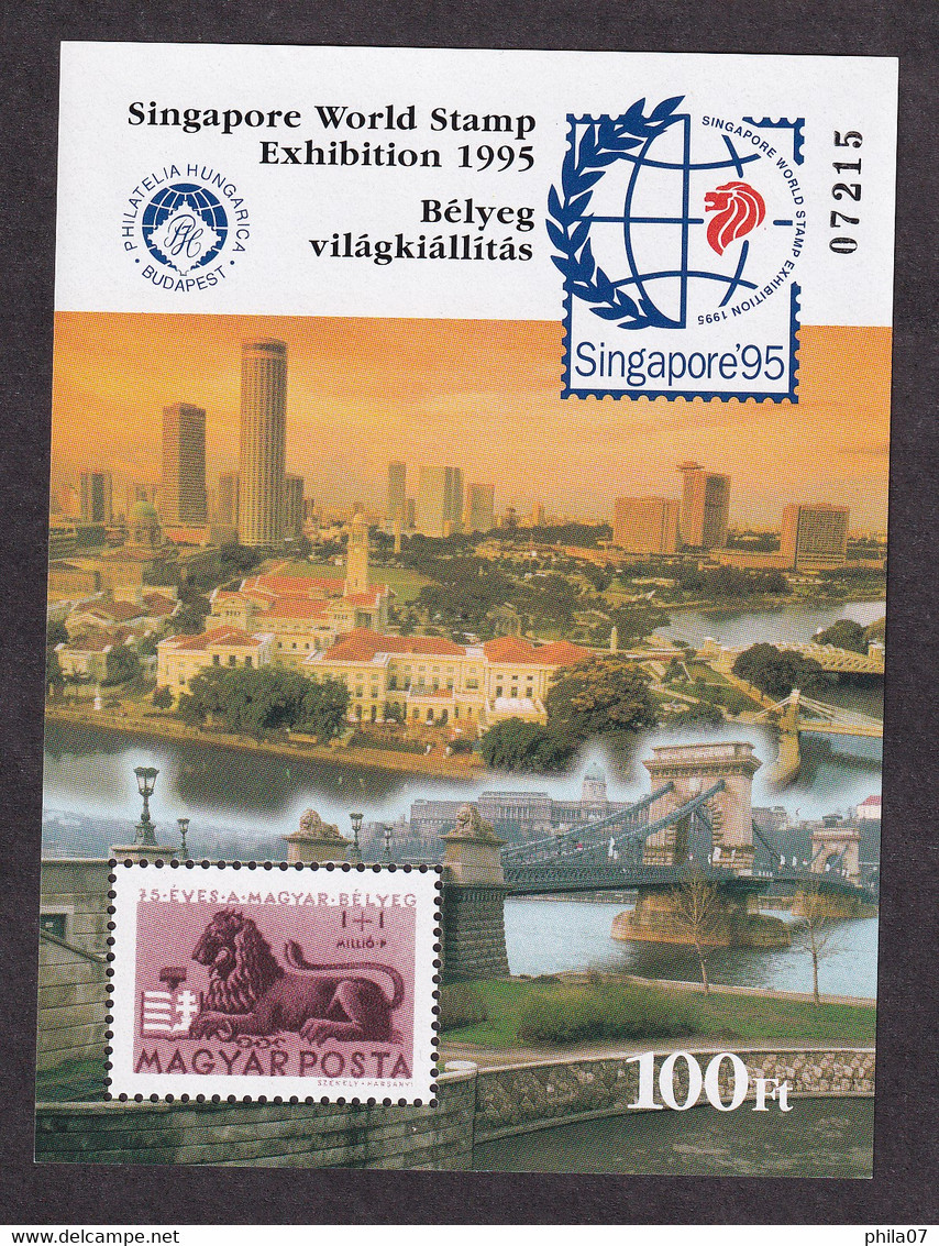 HUNGARY 1995 - Singapore World Stamp Exhibition 1995 / 2 Scans - Commemorative Sheets