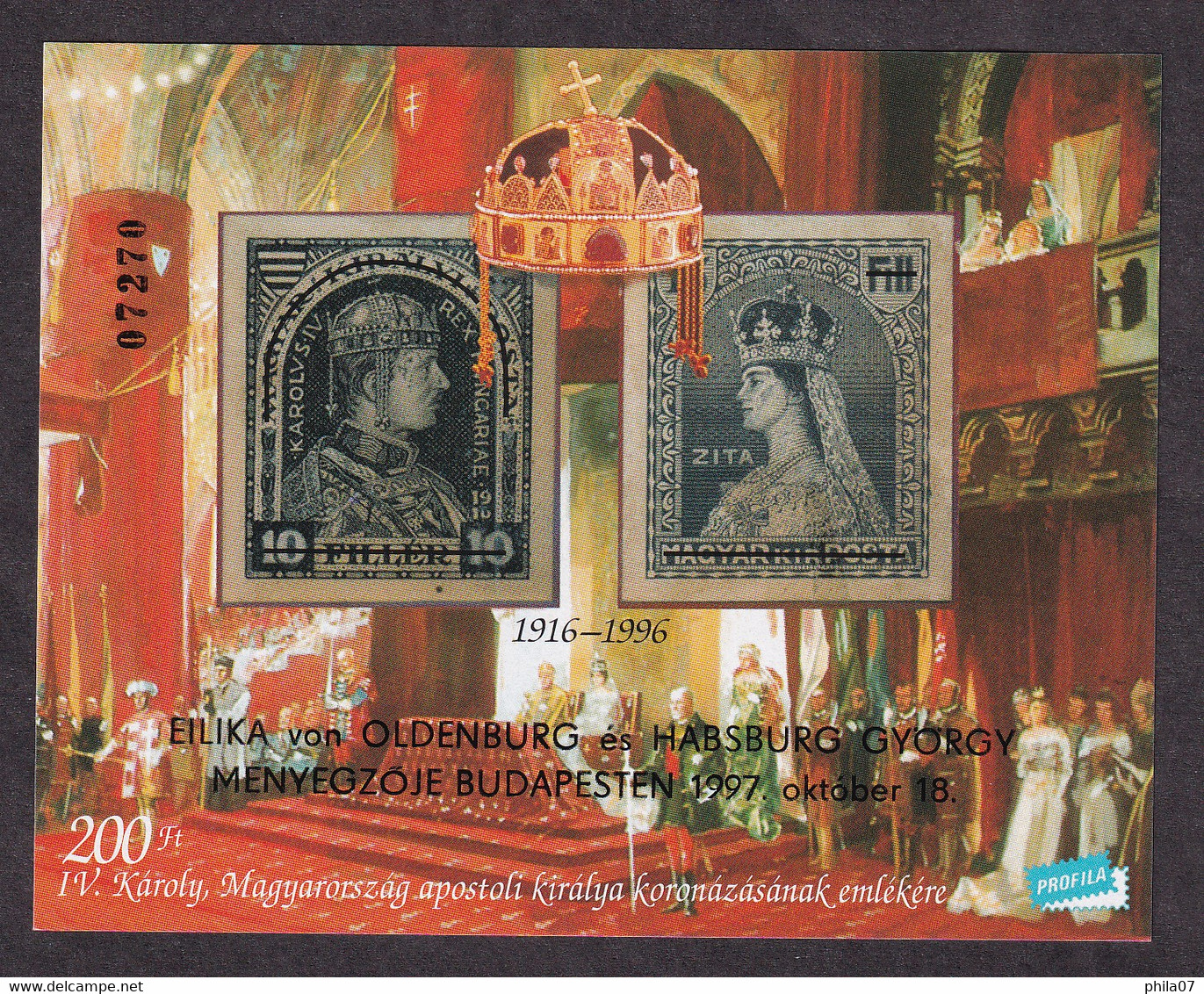 HUNGARY 1997 - Eilika Von Oldenburg Es Habsburg Gyrgy Menyegzoje Budapesten 1997 Oktober 18. / 2 Scans - Feuillets Souvenir