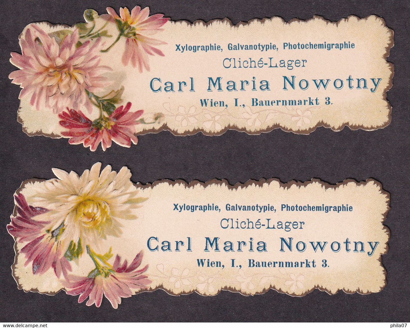 Xylograpia, Galvanotypia, Photochemigraphie, Carl Maria Novotny, Wien 1899. Original Envelope And Two Nice ..../ 4 Scans - Cartoncini Da Visita