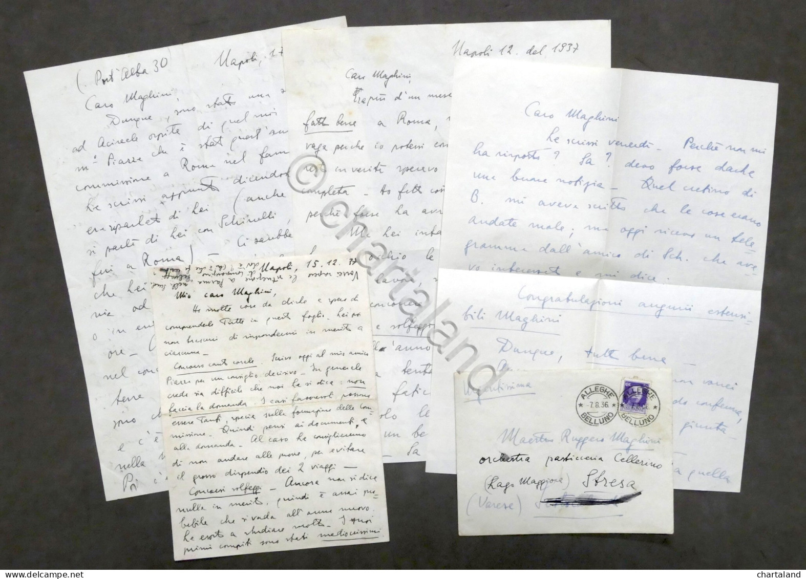 Lotto 4 Lettere Autografo Compositore Achille Longo A Ruggero Maghini - 1937 - Autógrafos