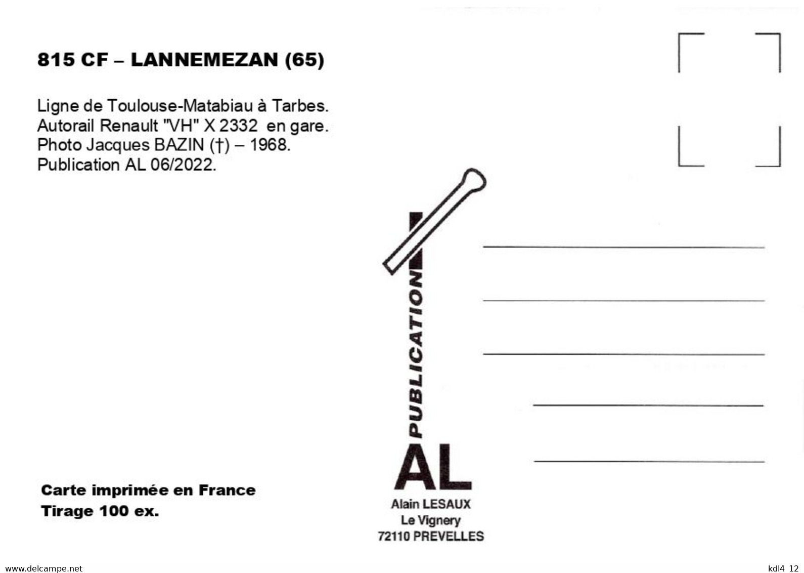 AL 815 - Autorail Renault VH En Gare - LANNEMEZAN - Hautes Pyrénées - SNCF - Lannemezan