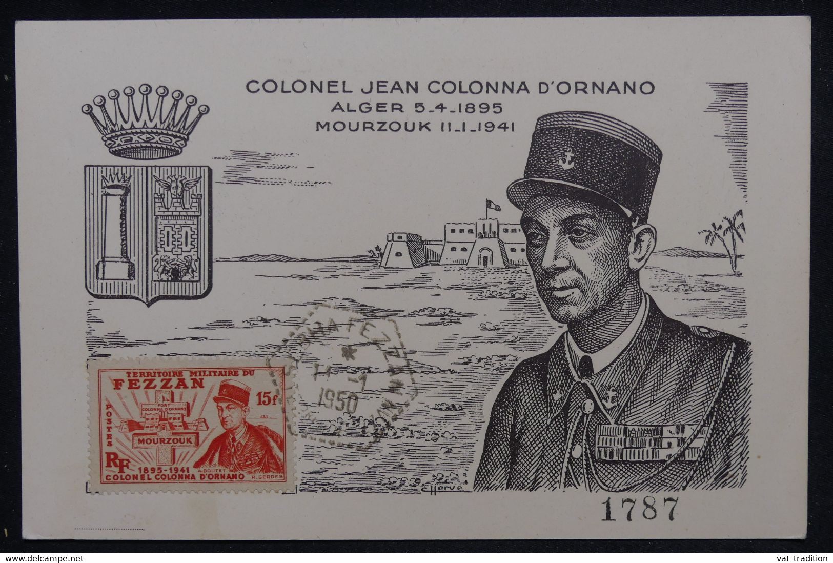FEZZAN - Carte Maximum En 1950 - Lieutenant Colonel Jean Colonna D'Ornano - L 124238 - Storia Postale