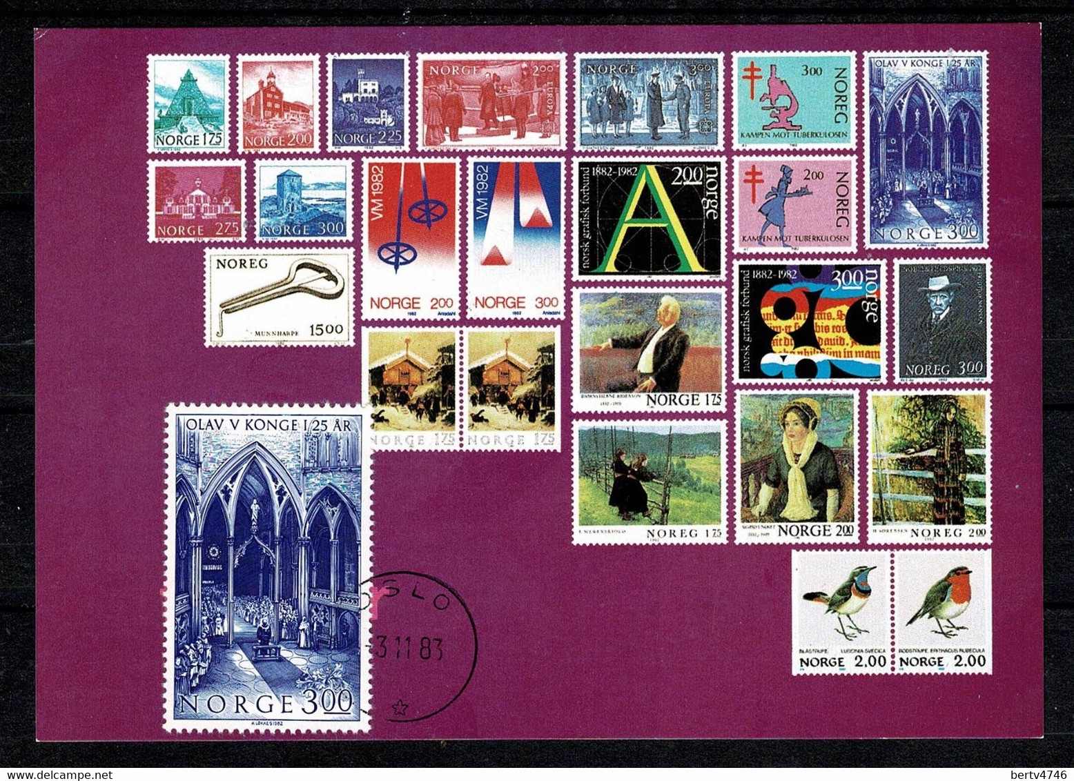 Norge 1982 Yv 825 - Obl. Gest. Oslo 3.11.83 (2 Scans) - Maximum Cards & Covers