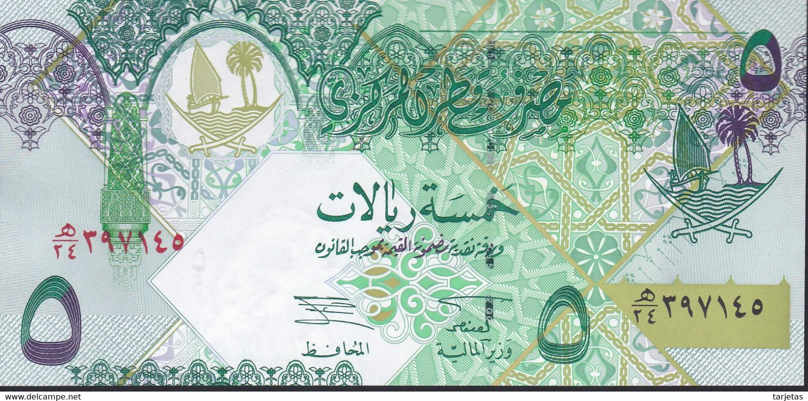 BILLETE DE QATAR DE 5 RIYALS DEL AÑO 2003 (BANKNOTE) CAMELLO-CAMEL-ORIX DEER SIN CIRCULAR (UNC) - Qatar