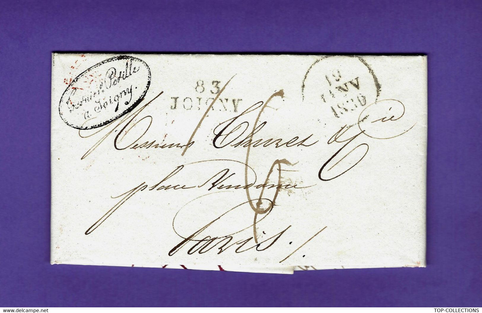 1830  LETTRE "Garnier Petille" à  Joigny Yonne  =>Thuret Banque MAISON CHAUMET Place Vendome Paris V.HISTORIQUE - Historical Documents