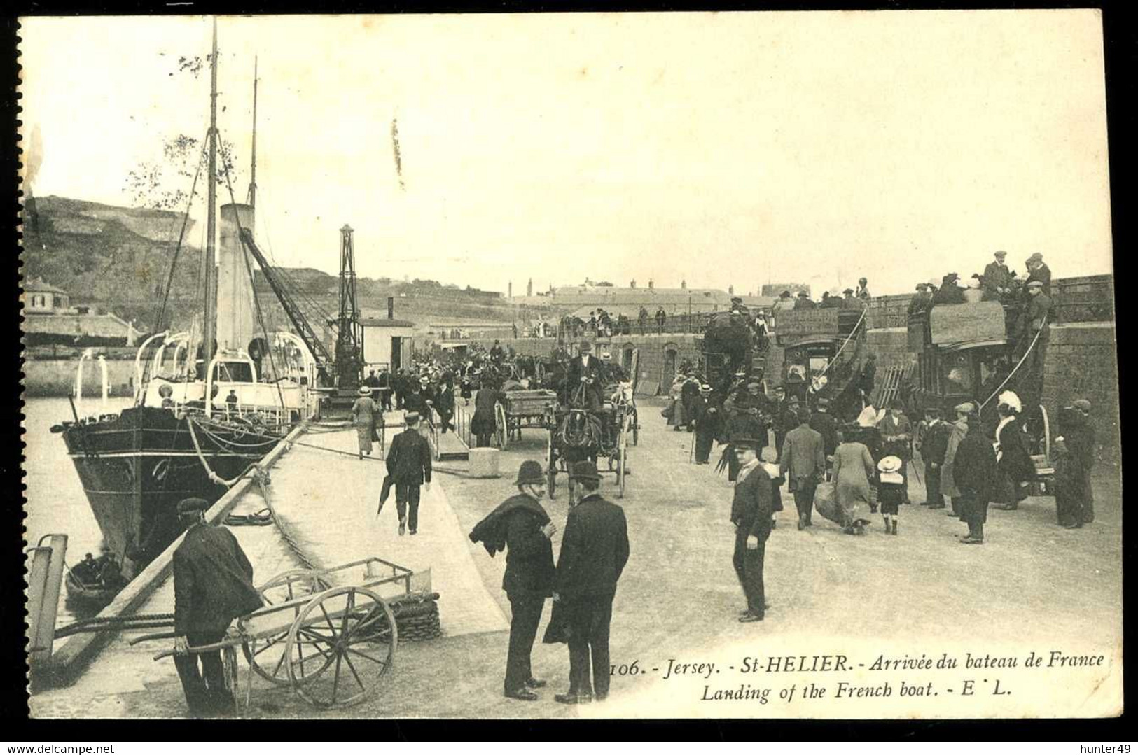 Jersey St Helier Arrivée Du Bateau De Farnce Landing Of The Frenche Boat EL 1913 - St. Helier