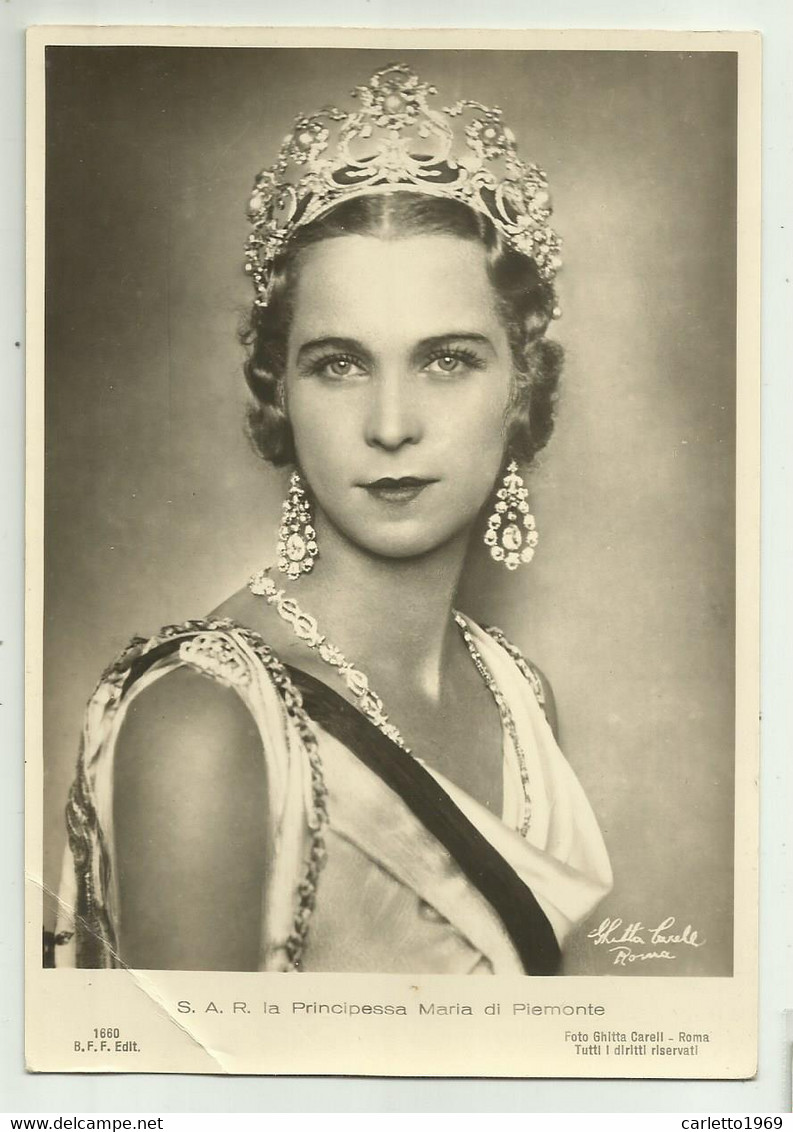 S.A.R. LA PRINCIPESSA MARIA DI PIEMONTE - FOTO GHITTA CARELL ROMA - NV  FG ( PIEGA ANGOLO INF. SX ) - Royal Families