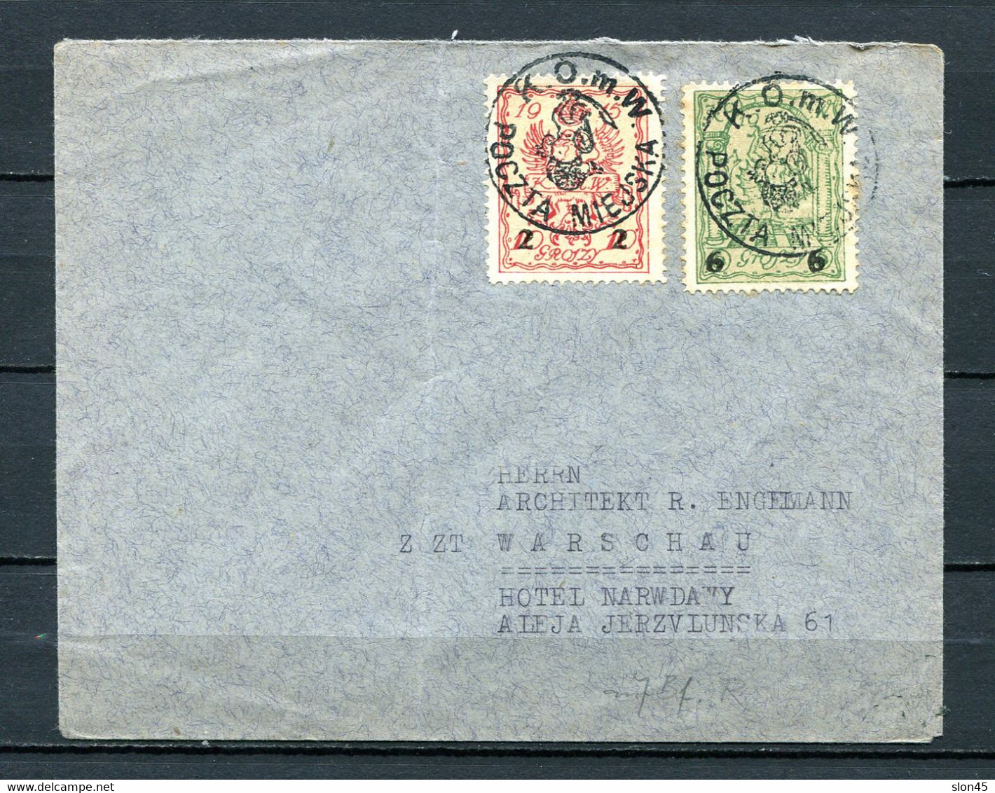 Poland 1916 Local Cover Warsaw Franked With City Stamp Mi 7-8 13273 - Lettres & Documents