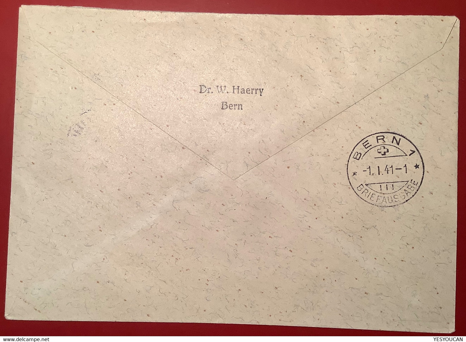 Privatganzsache: Dr. W. HAERRY BERN Seltener Umschlag TELLKNABE 5Rp Rot Lila FELDPOST 1940 (Schweiz Soldatenmarke - Postwaardestukken