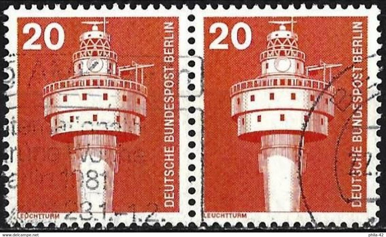 Germany (Berlin) 1976 - Mi 496 - YT 460 ( Alte Weser Lighthouse ) Horizontal Pair - Gebraucht