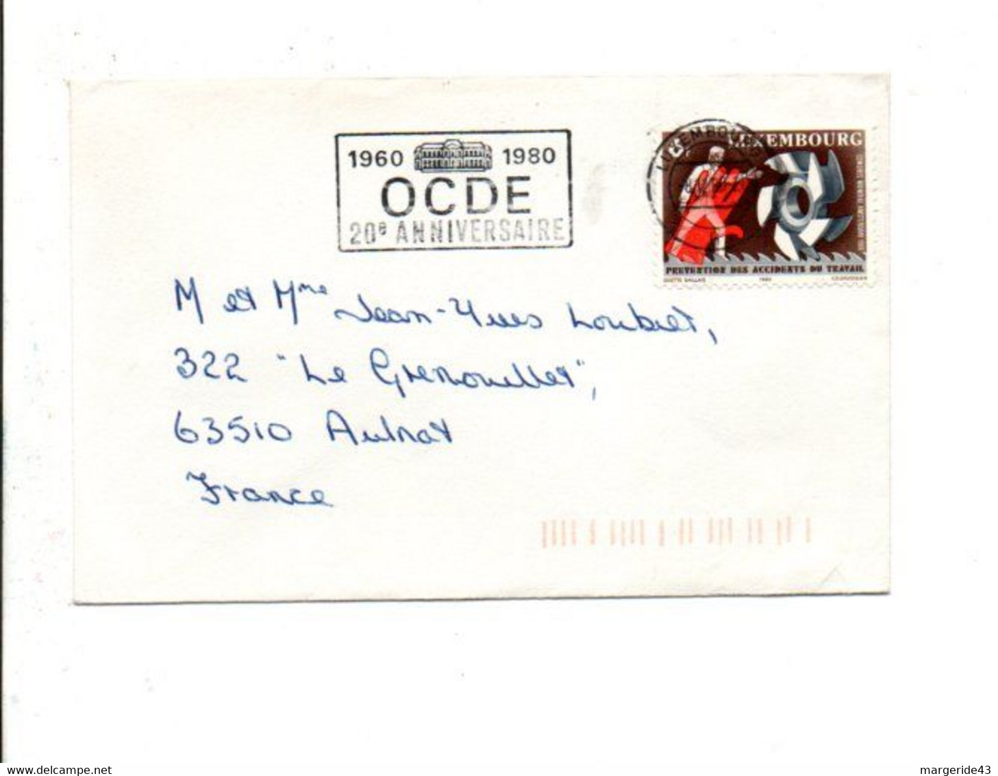 LUXEMBOURG SEUL SUR LETTRE POUR LA FRANCE 1980 - Briefe U. Dokumente