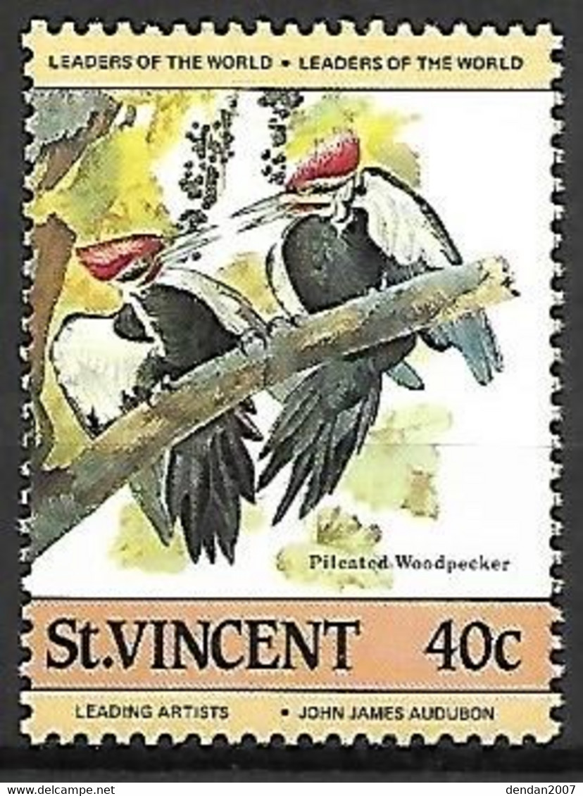 St Vincent : MNH ** :  Pileated Woodpecker -  Dryocopus Pileatus - Pics & Grimpeurs