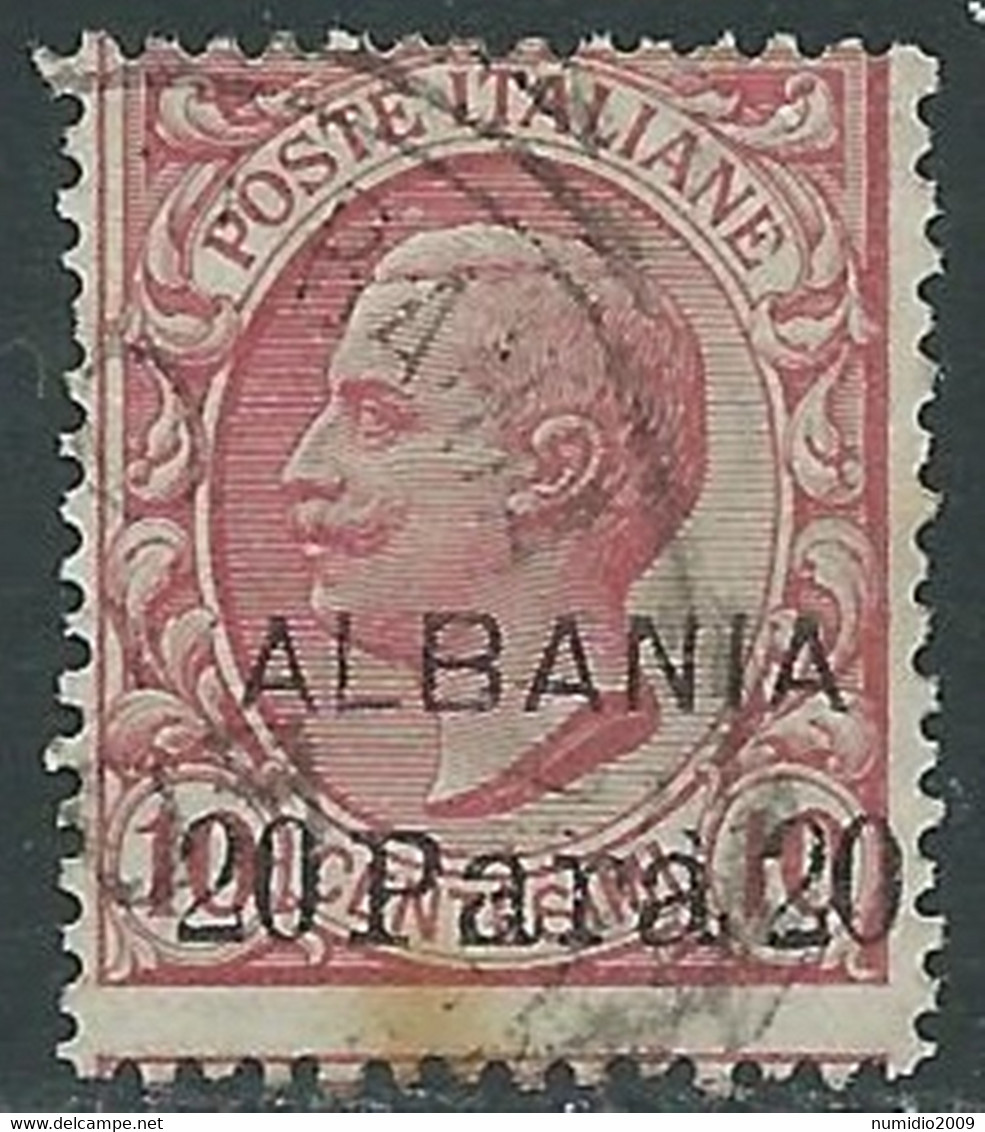 1907 LEVANTE ALBANIA USATO EFFIGIE SOPRASTAMPATO 20 PA SU 10 CENT - RF16-6 - Albania