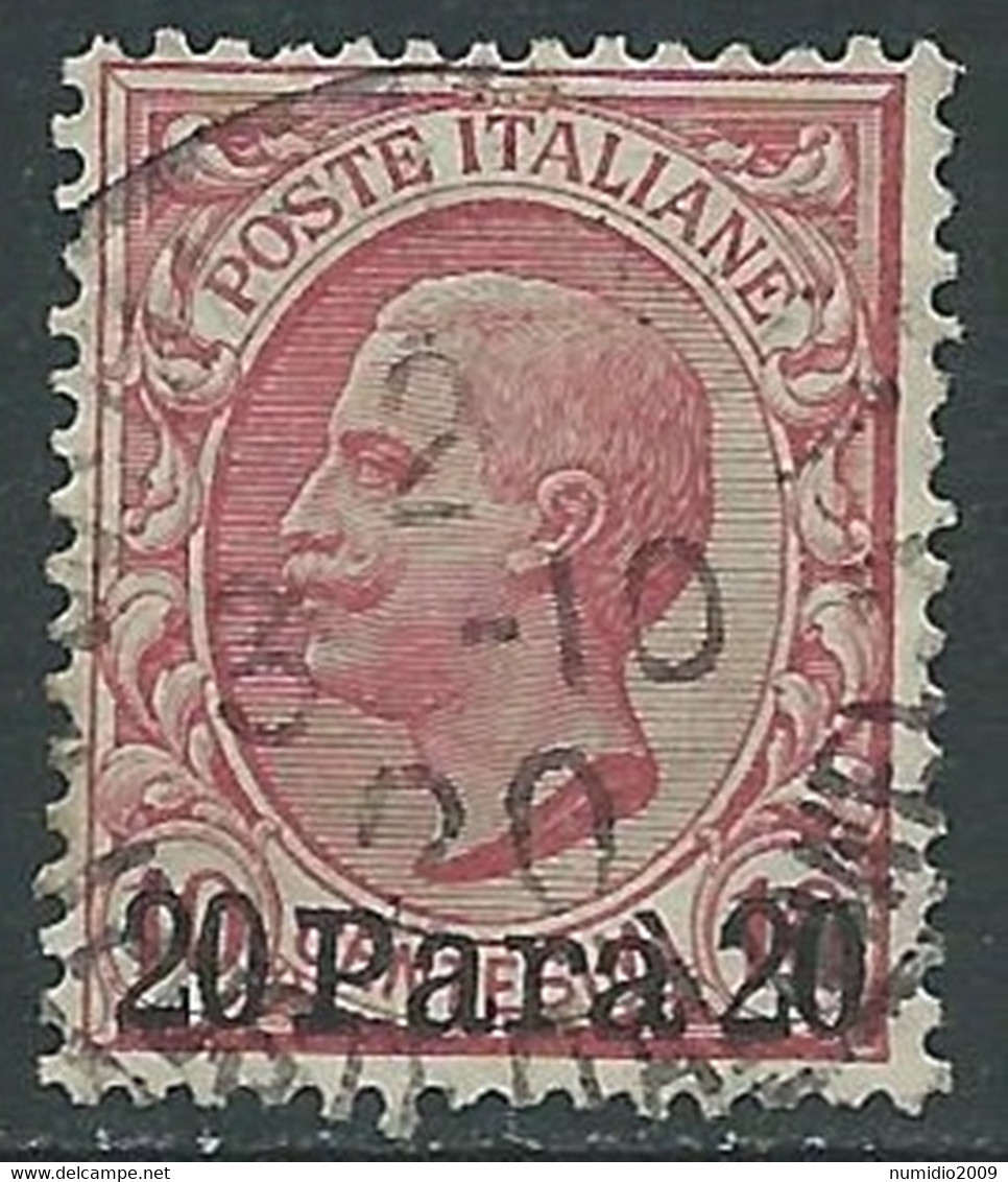 1907 LEVANTE ALBANIA USATO EFFIGIE SOPRASTAMPATO 20 PA SU 10 CENT - RF16-7 - Albanie