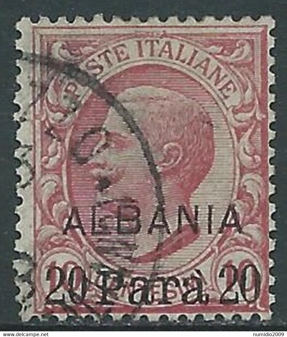 1907 LEVANTE ALBANIA USATO EFFIGIE SOPRASTAMPATO 20 PA SU 10 CENT - RF16-9 - Albanie