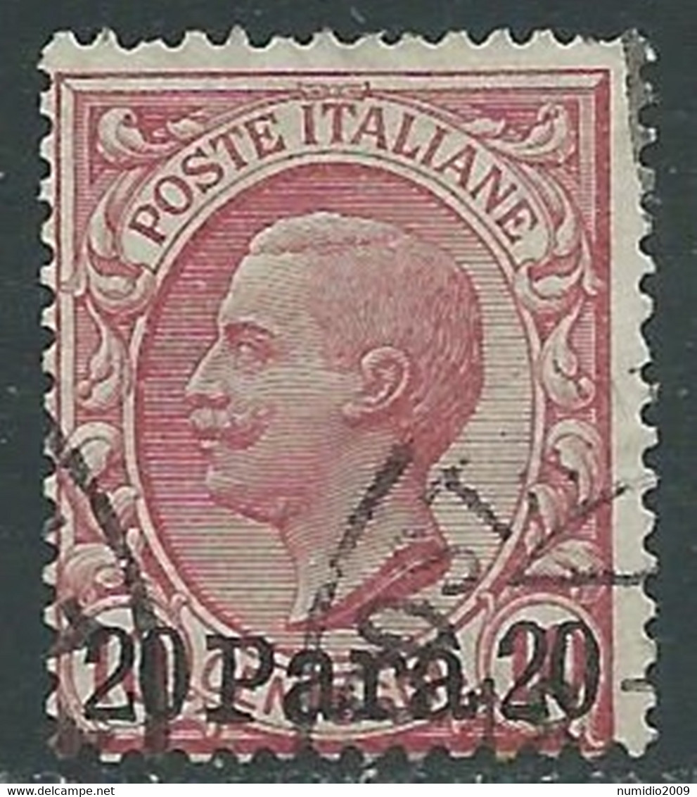 1907 LEVANTE ALBANIA USATO EFFIGIE SOPRASTAMPATO 20 PA SU 10 CENT - RF18-2 - Albanie